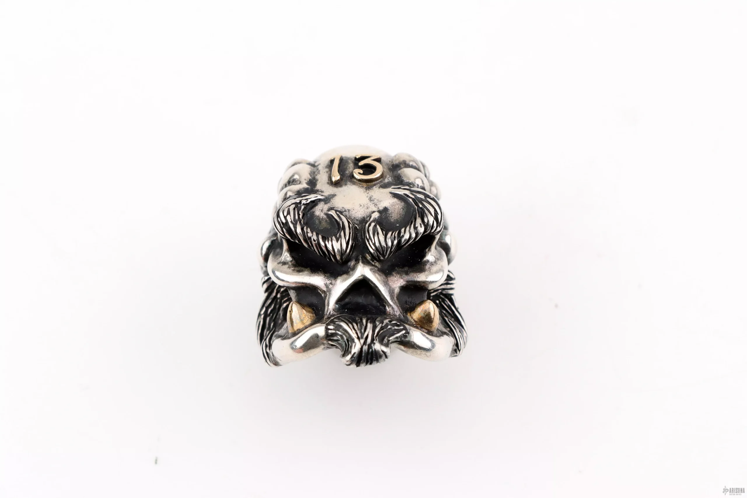 .925 Halloween 2018 Old Horny w/22K Teeth + "13" Puncher Ring Size 8
