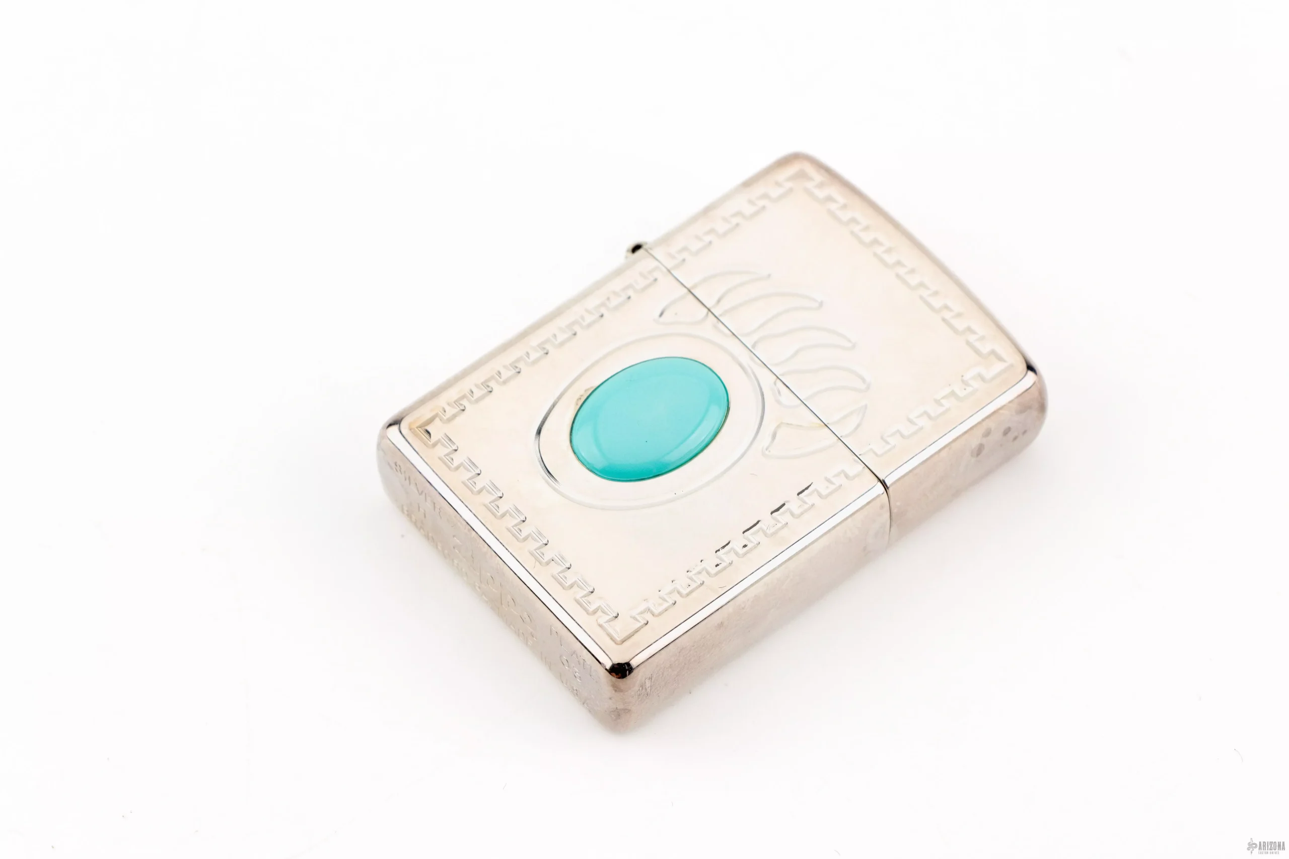 .925 Heavy Silver Plate Lighter - Bear Claw and Turquoise