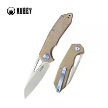 Kubey Vagrant Folding Knife Tan Micarta Handle M390 Plain Edge Sandblast Finish KB291V