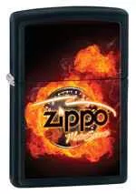 Zippo Z28335 Classic Lighter, Motorsports Flames, Black Matte